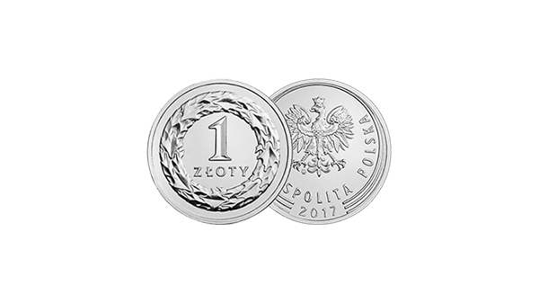 Munteenheid Polen - Poolse złoty - munt voorkant en achterkant - in kleur op transparante achtergrond - 600 * 337 pixels 